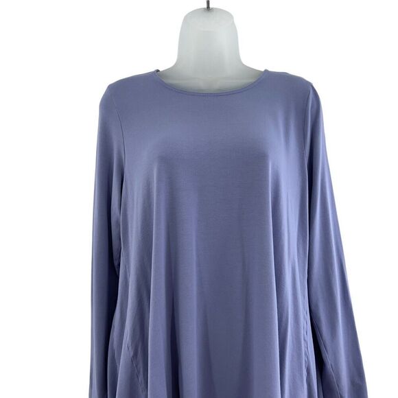 Eileen Fisher System Blouse Women's Size Large Blue Long Sleeve Relaxed Stretchy - Picture 6 of 10